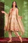 Buy_Aman Takyar_Off White Dupion Silk And Organza Sequin, Thread, Dabka & Zardozi Anarkali Set _at_Aza_Fashions