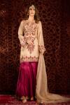Buy_Aman Takyar_Off White Dupion Silk And Organza Mirror Work, Resham, Sequin, Kurta & Sharara Set _at_Aza_Fashions