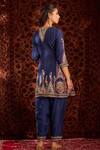 Shop_Aman Takyar_Blue Dupion Silk And Organza Mirror Work, Resham, Sequin, Dabka & Anarkali Set _at_Aza_Fashions
