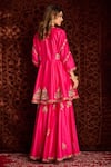 Shop_Aman Takyar_Pink Dupion Silk And Organza Sequin, Dabka & Zardozi Band Kurta & Sharara Set _at_Aza_Fashions