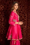Shop_Aman Takyar_Pink Dupion Silk And Organza Sequin, Dabka & Zardozi Band Kurta & Sharara Set _Online_at_Aza_Fashions