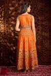 Shop_Aman Takyar_Orange Dupion Silk And Organza Mirror Work, Sequin, Dabka & Zardozi Anarkali Set _at_Aza_Fashions