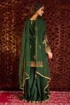 Shop_Aman Takyar_Green Dupion Silk And Organza Mirror Work, Sequin, Dabka & Kurta & Sharara Set _at_Aza_Fashions