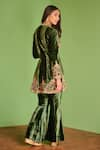 Shop_Aman Takyar_Green Velvet Embroidery Mirror Work Band Jacket And Pant Set _at_Aza_Fashions