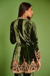 Shop_Aman Takyar_Green Velvet Embroidery Mirror Work Band Jacket And Pant Set _Online_at_Aza_Fashions