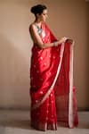 Buy_Priyanka Raajiv_Red Silk Chanderi Woven Thread Saree _Online_at_Aza_Fashions