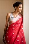 Priyanka Raajiv_Red Silk Chanderi Woven Thread Saree _at_Aza_Fashions