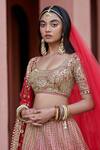Arpita Mehta_Red Silk Embroidered Lehenga Set_Online_at_Aza_Fashions