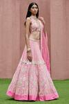 Buy_Arpita Mehta_Pink Organza Mirror Embellished Lehenga Set_Online_at_Aza_Fashions