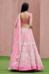 Arpita Mehta_Pink Organza Mirror Embellished Lehenga Set_Online_at_Aza_Fashions