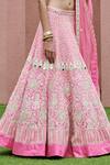 Arpita Mehta_Pink Organza Mirror Embellished Lehenga Set_at_Aza_Fashions