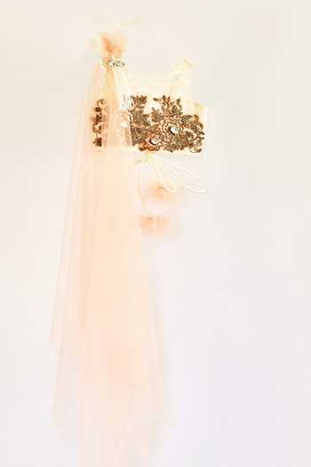 Pinkcow designs pvt ltd_Peach Satin, Net Embroidery, Tassels, Ruffles Lehenga Set With Dupatta _Online_at_Aza_Fashions