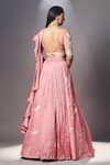 Shop_Isha Gupta Tayal_Pink Silk Embroidered Floral Motifs V Neck Multi Panelled Lehenga Set _at_Aza_Fashions