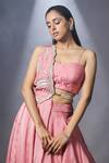 Buy_Isha Gupta Tayal_Pink Silk Embroidered Floral Motifs Sweetheart Lehenga Set And Asymmetric Cape _Online_at_Aza_Fashions