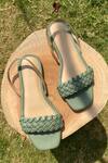 Buy_Ame_Green Vegan Leather Braided Sandals_at_Aza_Fashions