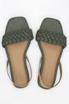 Shop_Ame_Green Vegan Leather Braided Sandals_at_Aza_Fashions