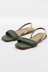 Ame_Green Vegan Leather Braided Sandals_Online_at_Aza_Fashions