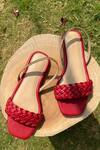 Buy_Ame_Red Vegan Leather Braided Sandals_at_Aza_Fashions