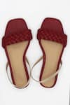 Shop_Ame_Red Vegan Leather Braided Sandals_at_Aza_Fashions