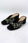 Ame_Black Embellished Floral Block Heels_Online_at_Aza_Fashions