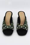 Buy_Ame_Black Embellished Floral Block Heels_Online_at_Aza_Fashions