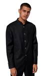 Buy_Amaare_Black Wool Blend Textured Bandhgala Set_at_Aza_Fashions