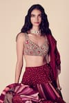 Shop_Arpita Mehta_Pink Tiered Embroidered Lehenga Set_at_Aza_Fashions