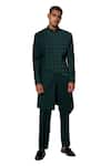 Shop_Amaare_Green Wool Blend Embroidered Sherwani Set  _at_Aza_Fashions