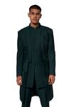 Buy_Amaare_Green Wool Blend Textured Sherwani Set  _at_Aza_Fashions
