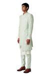 Amaare_Green Wool Blend Embroidered Sherwani Set  _Online_at_Aza_Fashions