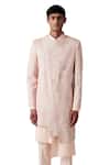 Buy_Amaare_Peach Wool Blend Embroidered Sherwani Set  _Online_at_Aza_Fashions