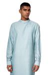 Amaare_Blue Cotton Silk Embroidered Kurta Set _Online_at_Aza_Fashions