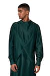 Buy_Amaare_Green Cotton Silk Asymmetric Pintuck Kurta Set _at_Aza_Fashions