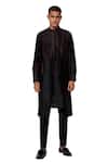 Shop_Amaare_Black Tusser Silk Layered Kurta Set _at_Aza_Fashions