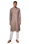 Shop_Amaare_Grey Cotton Satin Layered Kurta Set _at_Aza_Fashions