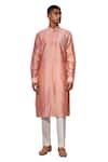 Shop_Amaare_Peach Chanderi Kurta Set _at_Aza_Fashions