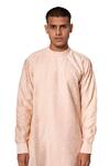 Amaare_Peach Cotton Silk Overlap Kurta Set _Online_at_Aza_Fashions