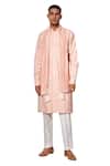 Shop_Amaare_Pink Cotton Silk Embroidered Kurta Set _at_Aza_Fashions