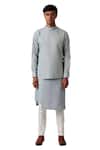 Buy_Amaare_Blue Wool Blend Pintuck Kurta And Pant Set _at_Aza_Fashions