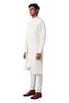 Amaare_White Wool Blend Asymmetric Pintuck Kurta Set _Online_at_Aza_Fashions