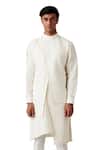 Buy_Amaare_White Wool Blend Asymmetric Pintuck Kurta Set _Online_at_Aza_Fashions