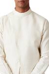 Amaare_White Wool Blend Asymmetric Pintuck Kurta Set _at_Aza_Fashions