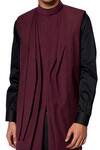 Amaare_Maroon Wool Blend Layered Bundi And Shirt Set_Online_at_Aza_Fashions