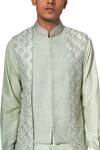 Buy_Amaare_Green Raw , Cotton Embroidered Bundi And Kurta Set _Online_at_Aza_Fashions