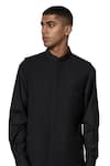 Amaare_Black Wool Blend Pintuck Bundi And Kurta Set _Online_at_Aza_Fashions