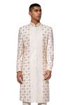 Buy_Amaare_White Raw Silk Embroidered Sherwani Set_at_Aza_Fashions