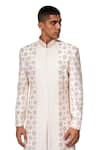 Amaare_White Raw Silk Embroidered Sherwani Set_Online_at_Aza_Fashions