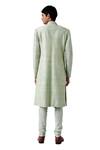 Shop_Amaare_Green Raw Silk Embroidered Sherwani Set  _at_Aza_Fashions