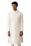 Buy_Amaare_White Raw Silk Embroidered Sherwani Set  _Online_at_Aza_Fashions