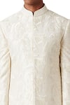 Amaare_White Raw Silk Embroidered Sherwani Set  _at_Aza_Fashions